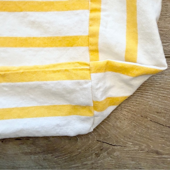 Loft "Meet Me In Capri" Bag Yellow and White striped cotton canvas Tote Bag - Picture 5 of 8